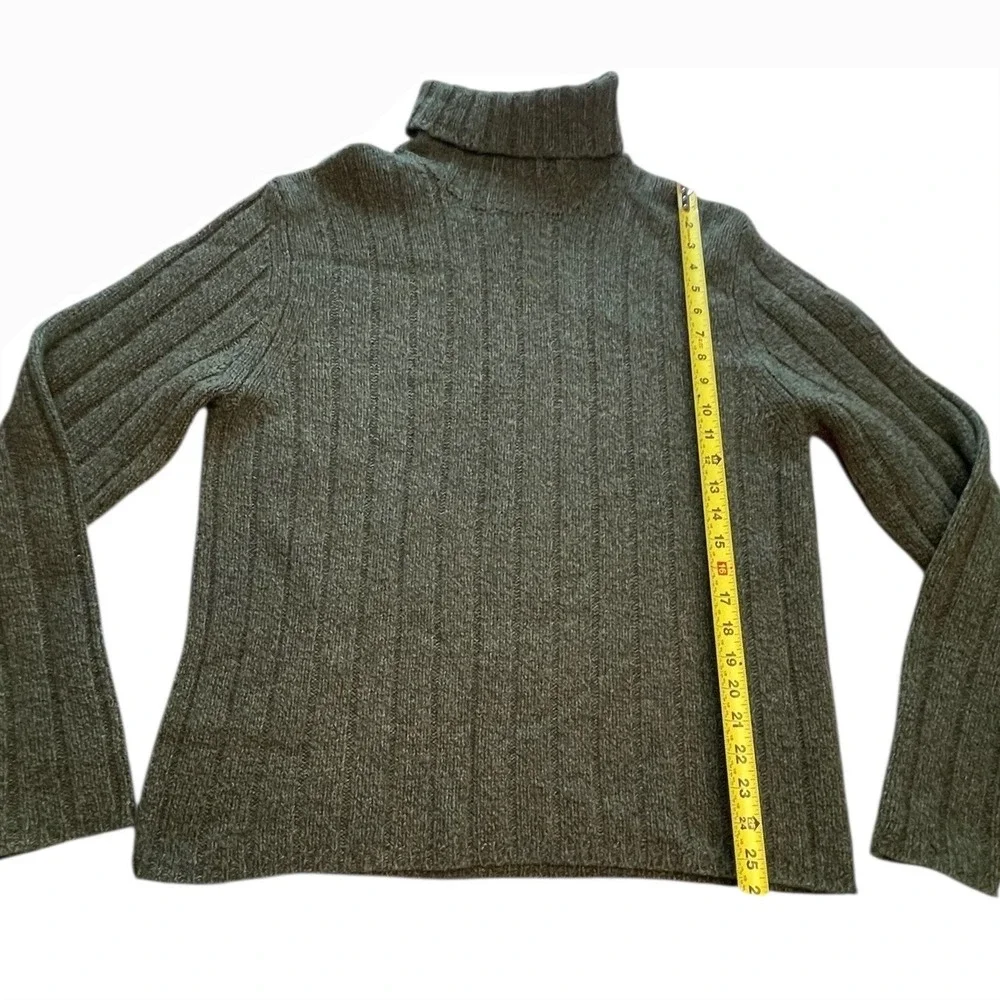 Vintage Abercrombie Fitch Mens Green Ribbed Turtleneck Sweater XL Lambswool
